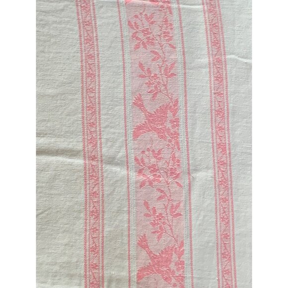 Vintage Pink Floral Bird Tablecloth 52" X 62" Cotton Blend - Picture 2 of 12